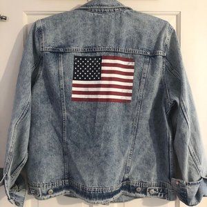 American flag print denim jacket NWOT XL